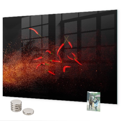 Magnetic board for wall chili peppers design