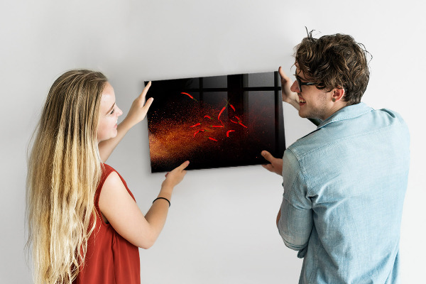 Magnetic board for wall chili peppers design