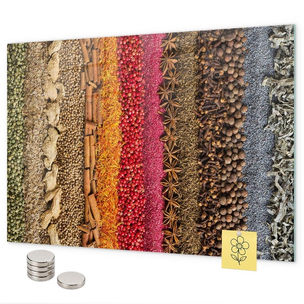Magnetic spice board rows of spice jars