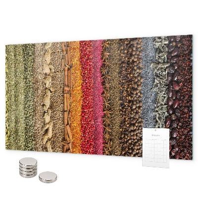 Magnetic spice board rows of spice jars
