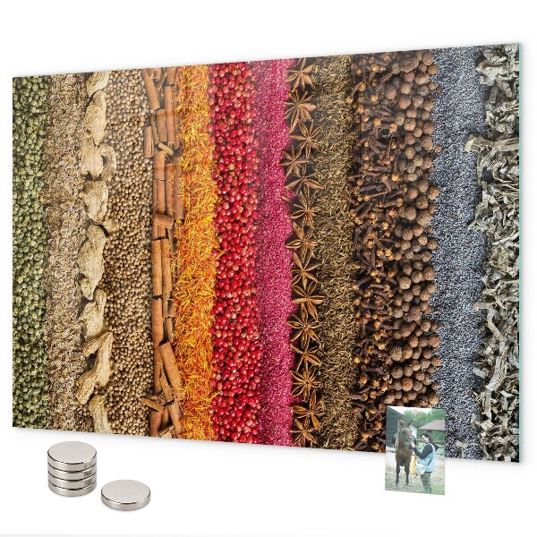Magnetic spice board rows of spice jars