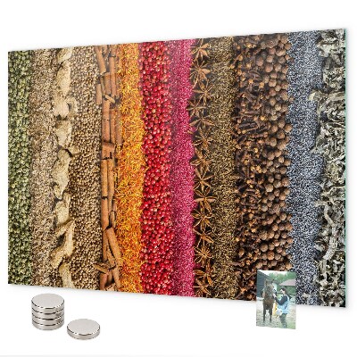 Magnetic spice board rows of spice jars