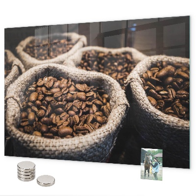Magnetic board for wall coffee bag display