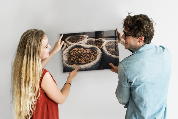Magnetic board for wall coffee bag display