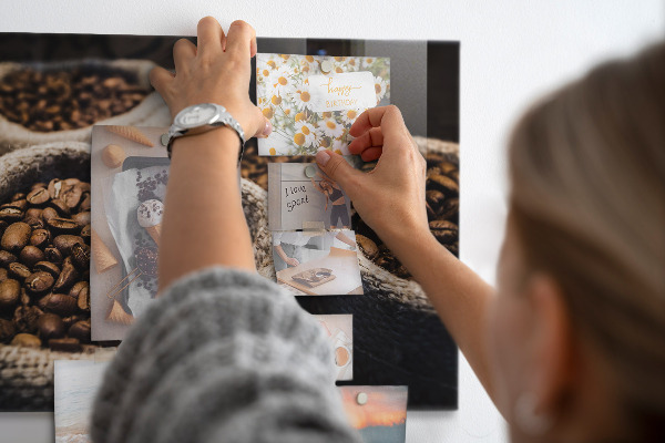 Magnetic board for wall coffee bag display