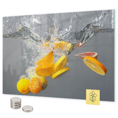 Magnetic wall board citrus fruits in water print