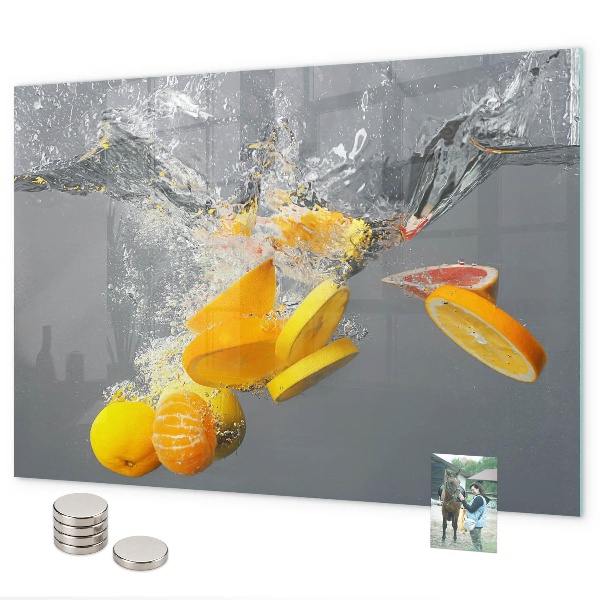 Magnetic wall board citrus fruits in water print