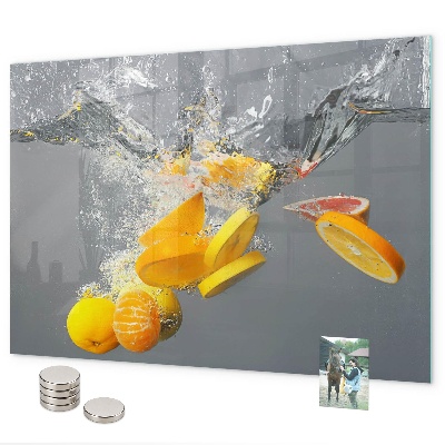 Magnetic wall board citrus fruits in water print