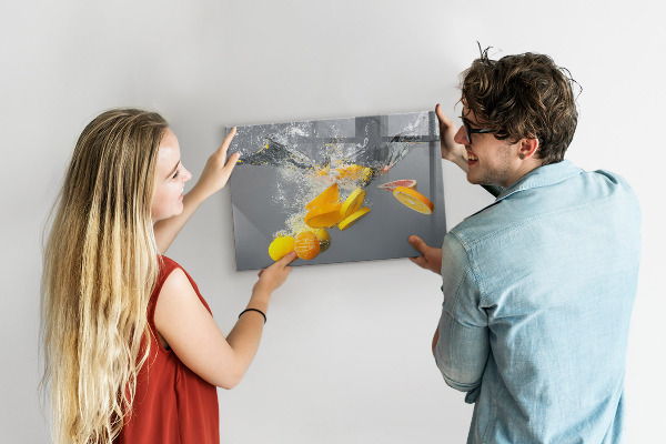 Magnetic wall board citrus fruits in water print