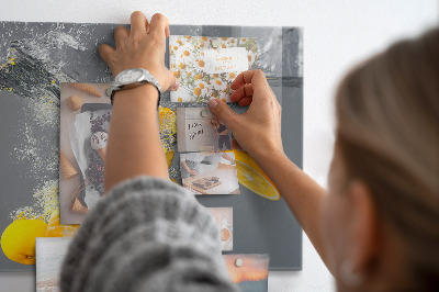 Magnetic wall board citrus fruits in water print