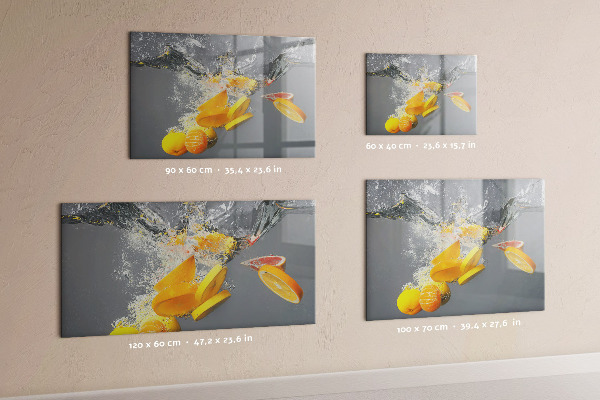 Magnetic wall board citrus fruits in water print
