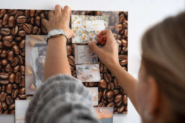 Magnetic board for wall coffee beans theme