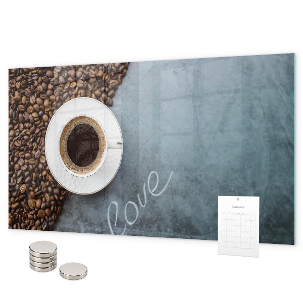 Magnetic wall board a cup of coffee design