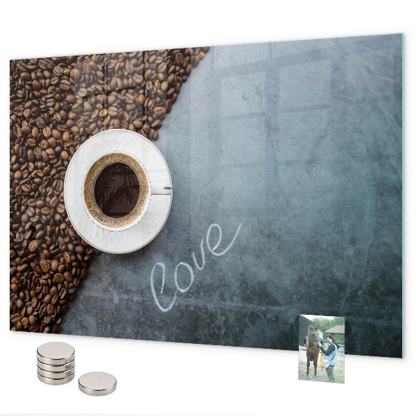 Magnetic wall board a cup of coffee design