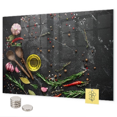 Magnetic board for spices on the counter