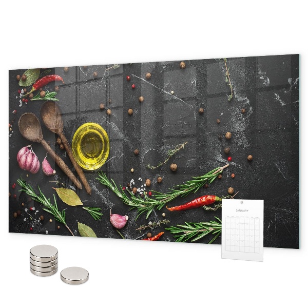 Magnetic board for spices on the counter