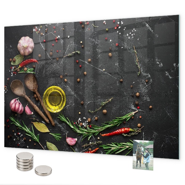 Magnetic board for spices on the counter
