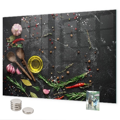 Magnetic board for spices on the counter