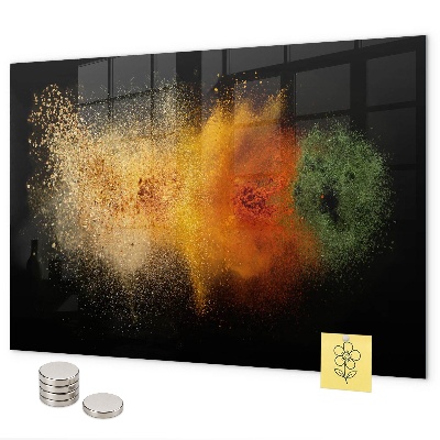 Magnetic board for wall spilled spices design