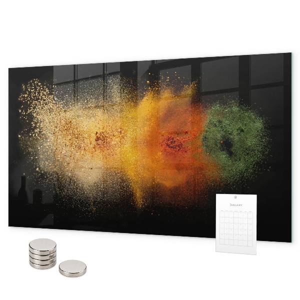 Magnetic board for wall spilled spices design