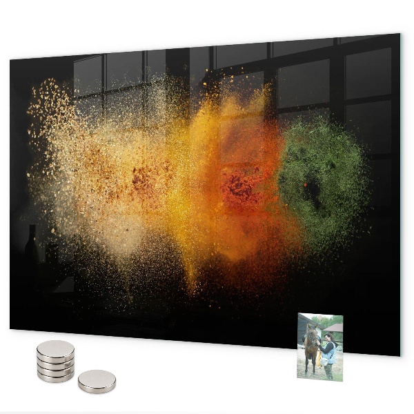 Magnetic board for wall spilled spices design