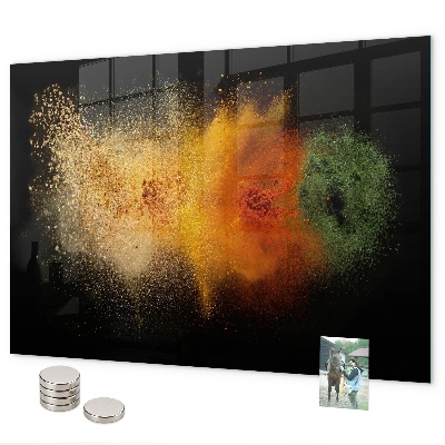 Magnetic board for wall spilled spices design