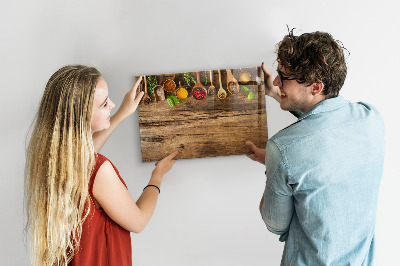 Magnetic wall board for teaspoons of spices
