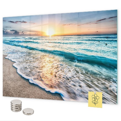 Magnetic board sea sand on the beach