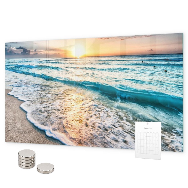Magnetic board sea sand on the beach
