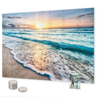 Magnetic board sea sand on the beach
