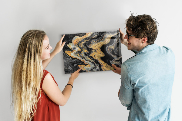 Magnetic board in golden marble