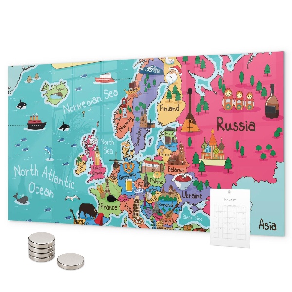Magnetic map of Europe wall board