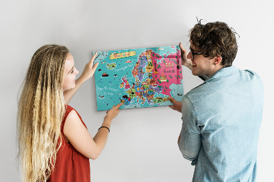 Magnetic map of Europe wall board