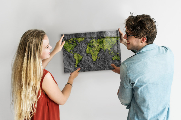 Magnetic world map board for wall