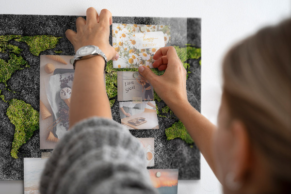 Magnetic world map board for wall
