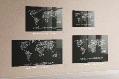 Magnetic board with names of the continents