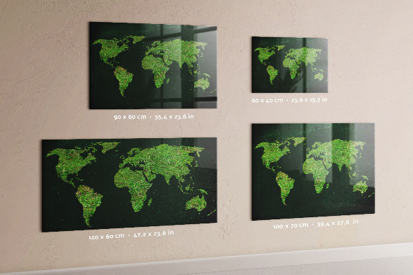 Magnetic world map grassy design for wall