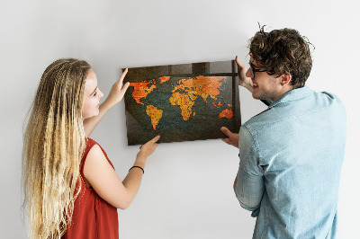 World map magnetic board