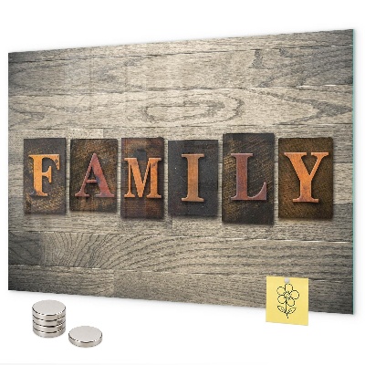 Magnetic board for wall with family inscription design