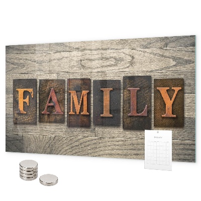 Magnetic board for wall with family inscription design