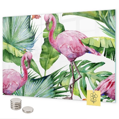 Magnetic board for wall natural flamingos design