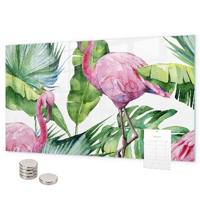 Magnetic board for wall natural flamingos design