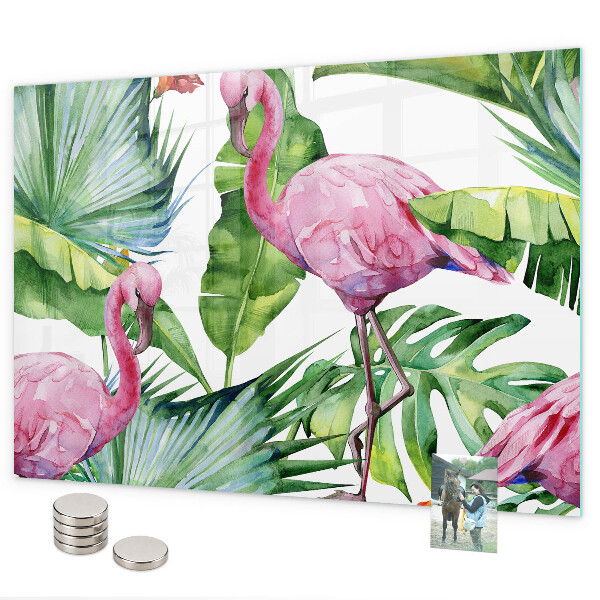 Magnetic board for wall natural flamingos design