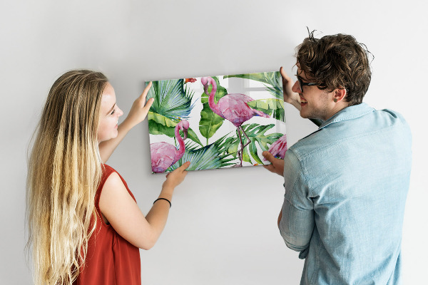 Magnetic board for wall natural flamingos design