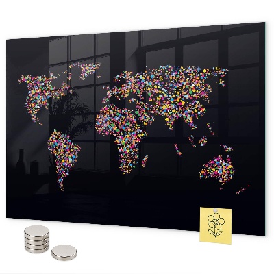 Magnetic world map made of dots for wall