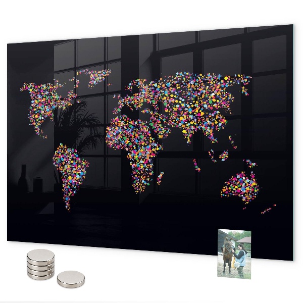 Magnetic world map made of dots for wall