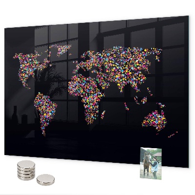 Magnetic world map made of dots for wall