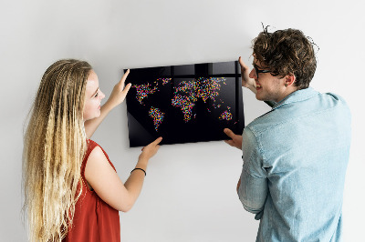 Magnetic world map made of dots for wall