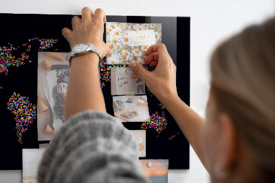 Magnetic world map made of dots for wall
