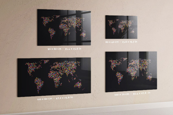 Magnetic world map made of dots for wall
